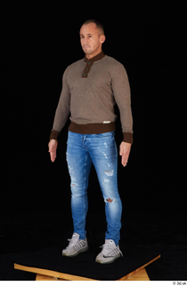 Arnost blue jeans brown sweatshirt clothing standing whole body 0002.jpg